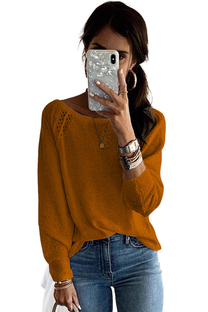 White Long Sleeve Cutout Shoulder Relaxed Sweater