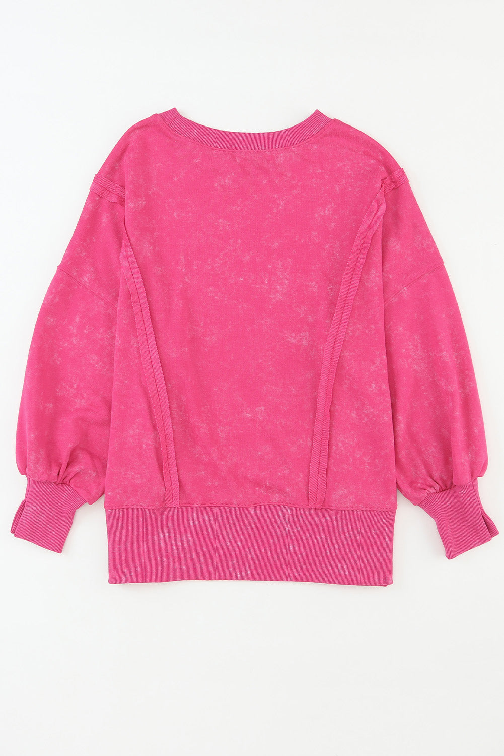 Rose Acid Wash Relaxed Fit Seamed Pullover Sweatshirt with Slits