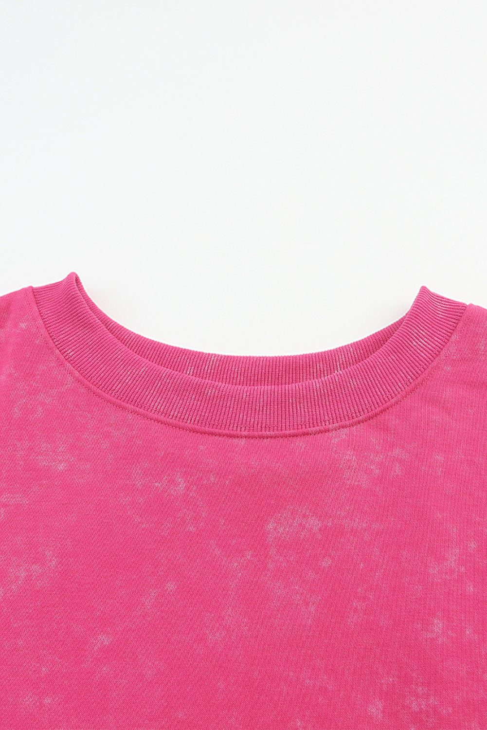 Rose Acid Wash Relaxed Fit Seamed Pullover Sweatshirt with Slits