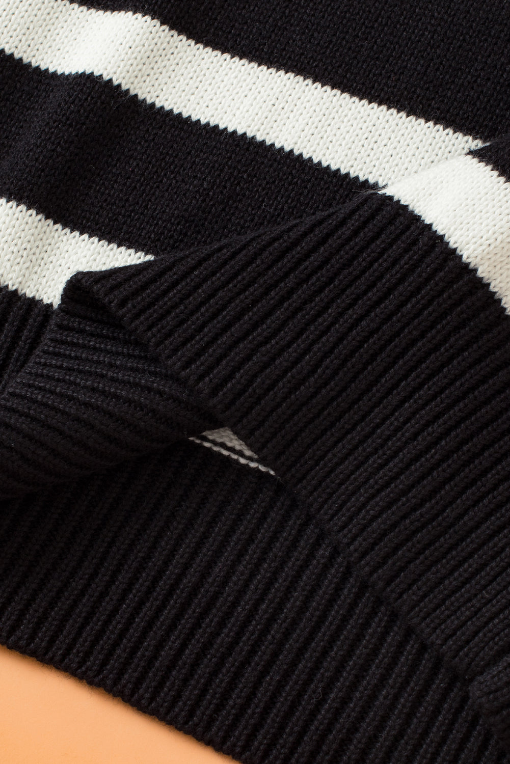 Black Stripe Zipped Collar Knit Sweater Tank