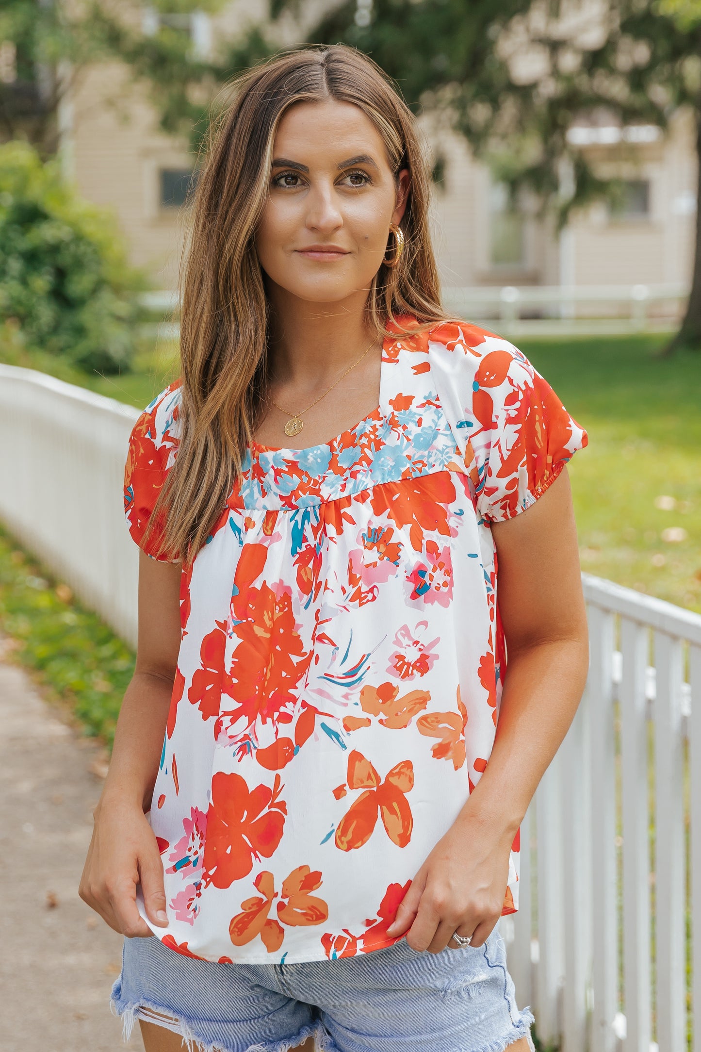 Floral Printed Square Neck Blouse