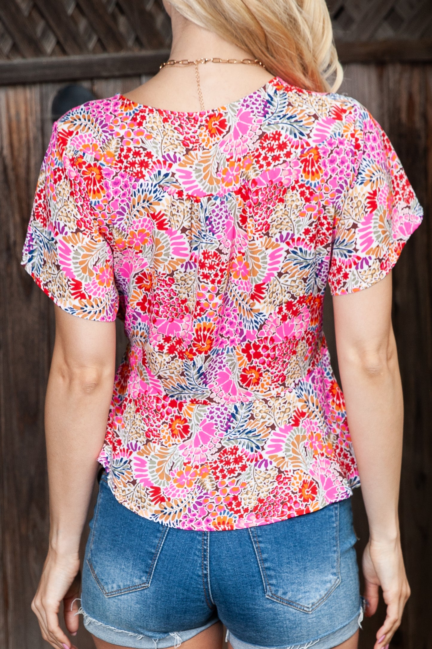 Multicolor Plus Size Floral Print Puff Sleeve Blouse