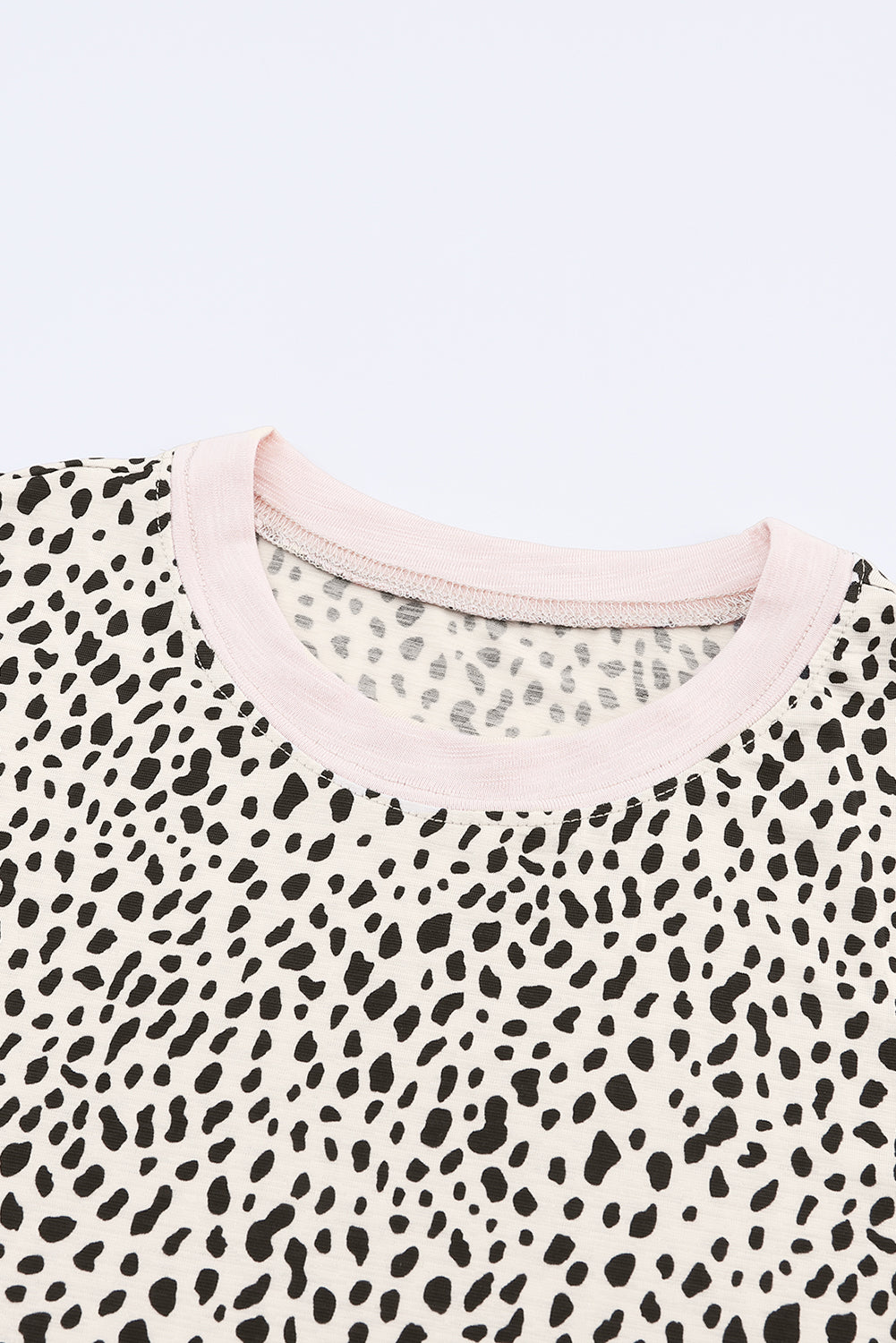 Gray Animal Spotted Print Round Neck Long Sleeve Top