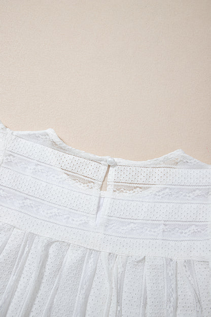 White Ruffled Lace Flowy Tank Top