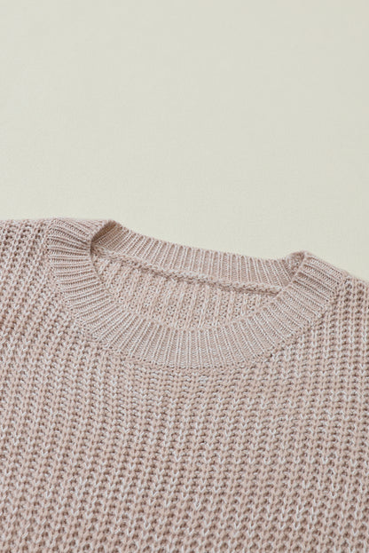 Parchment Cable Knit Sleeve Drop Shoulder Sweater