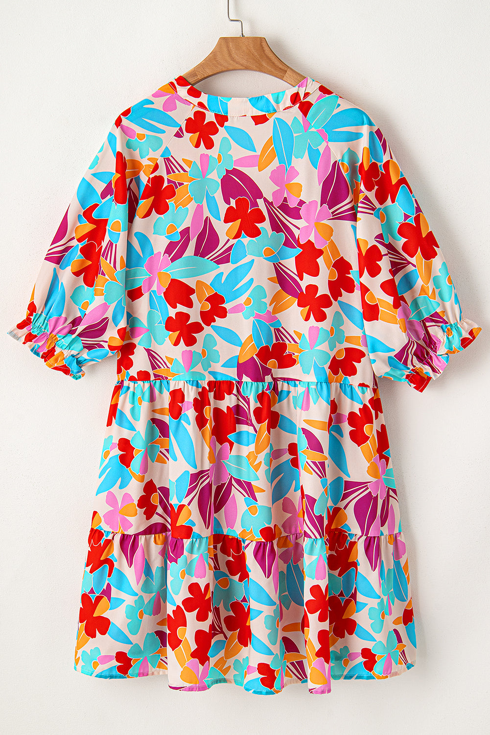 Multicolour Floral Tiered V Neck Plus Dress