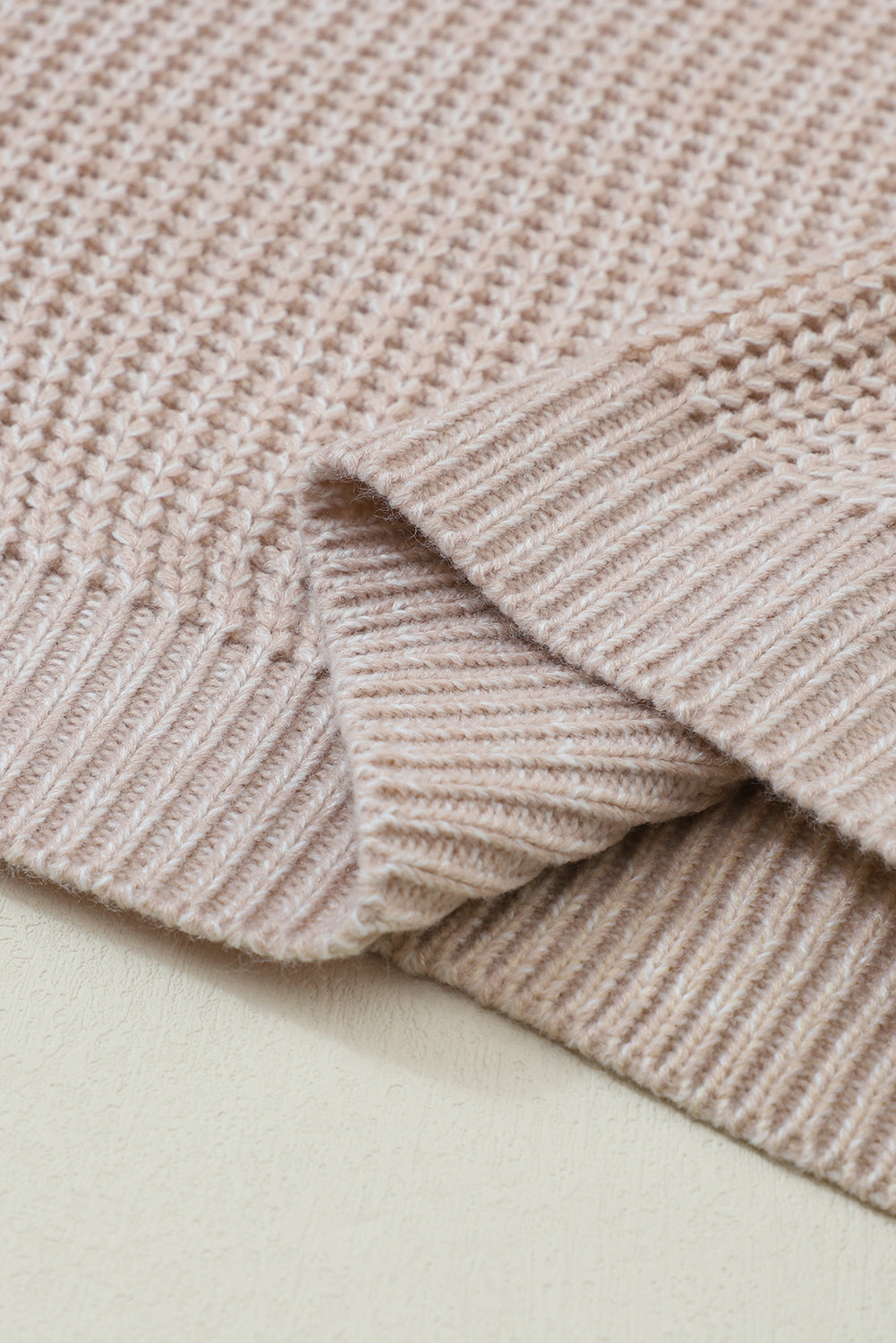 Parchment Cable Knit Sleeve Drop Shoulder Sweater