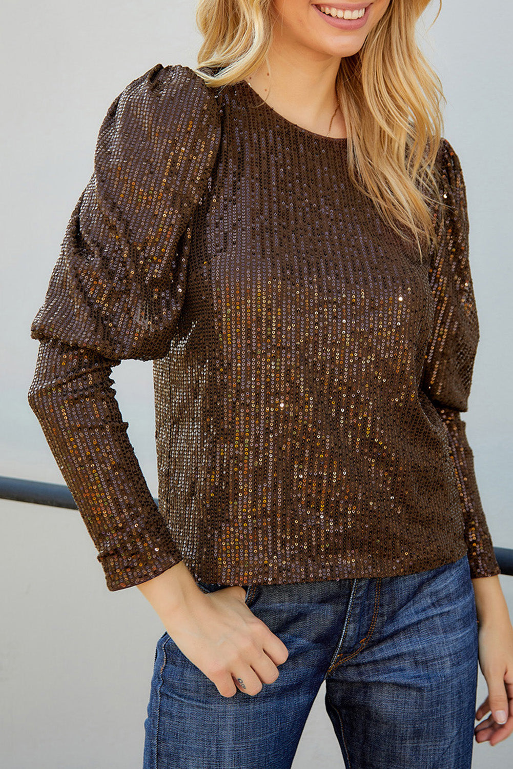 Cuffed Sequin Top