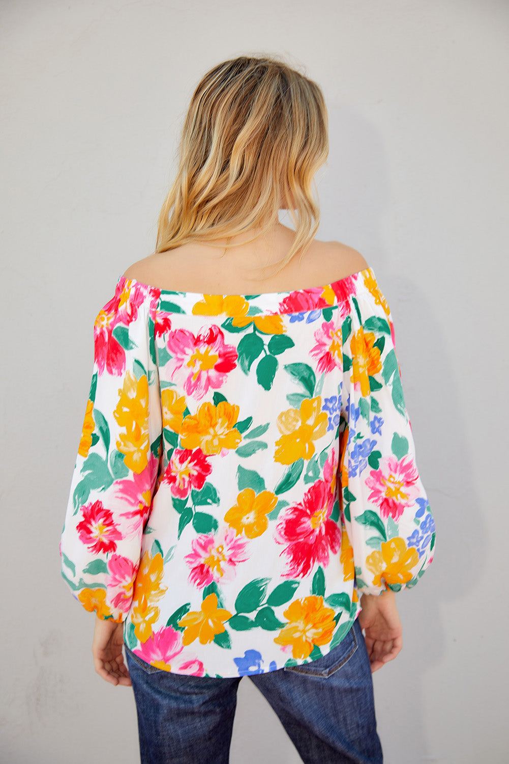 Water Painting Flowers Sexy Off Shoulder Top