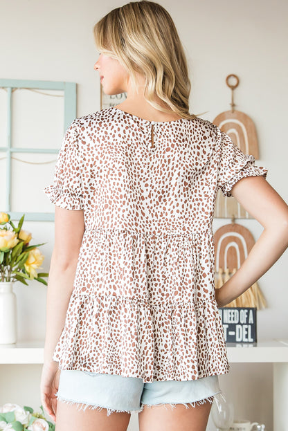 Tiered Leopard Short Sleeve Top