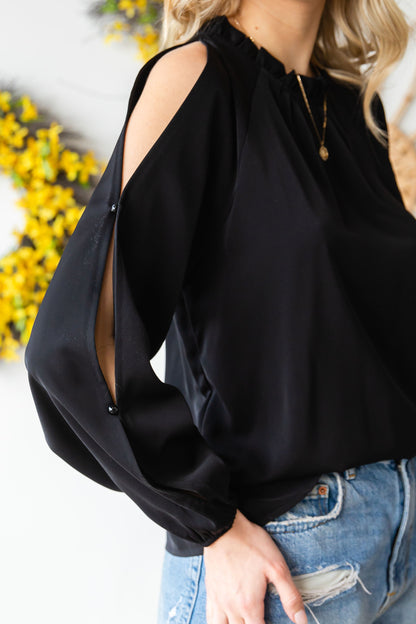 Cold Shoulder Bishop Sleeve Blouse