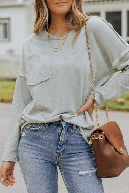 Pocketed Oversized Drop Sleeve Top