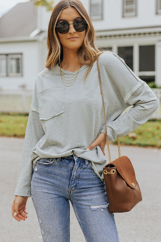 Pocketed Oversized Drop Sleeve Top