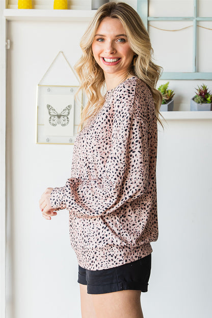 Boyfriend Crew Neck Leopard Sweatshirt