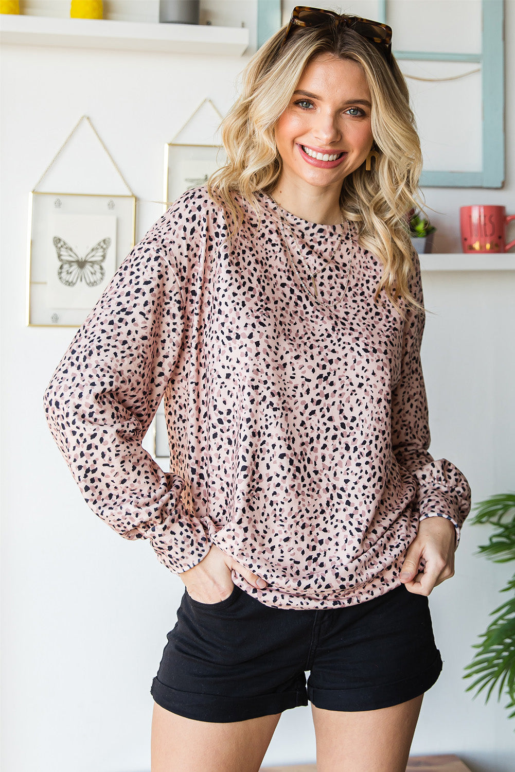 Boyfriend Crew Neck Leopard Sweatshirt