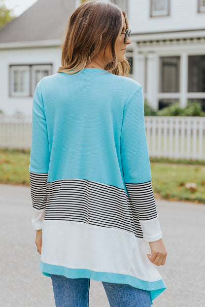 Loose Fit Stripe Colorblock Cardigan