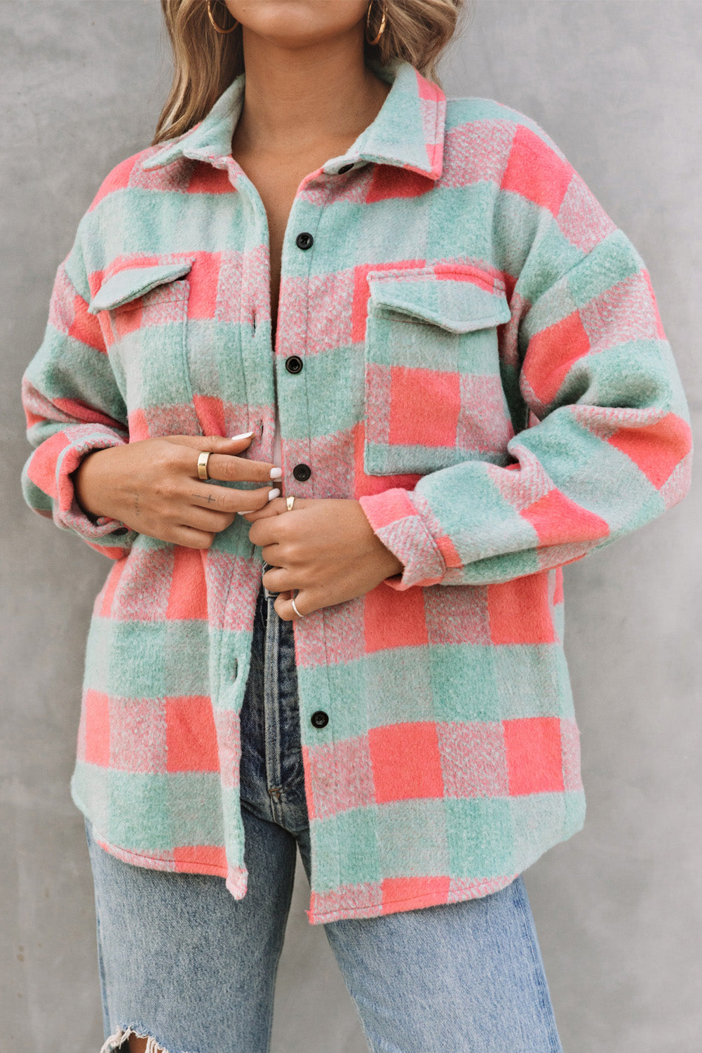 Plaid Pattern Oversized Shacket