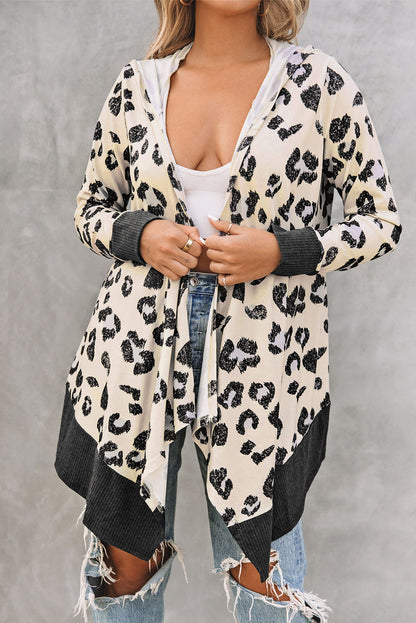 Print Hooded Open Front Cardigan